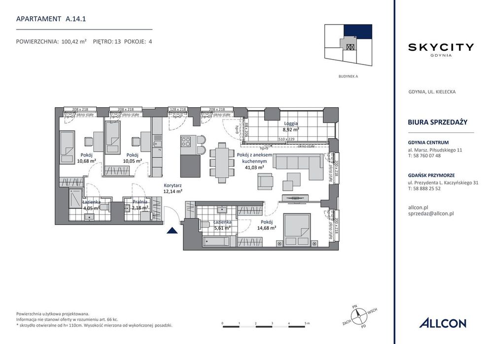4-pokojowe mieszkanie 100 m² + loggia Bezpośrednio - View 2
