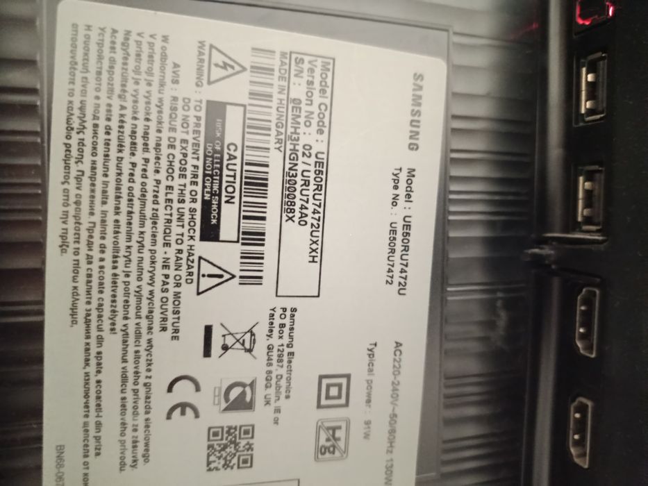 Telewizor samsung uszkodzony