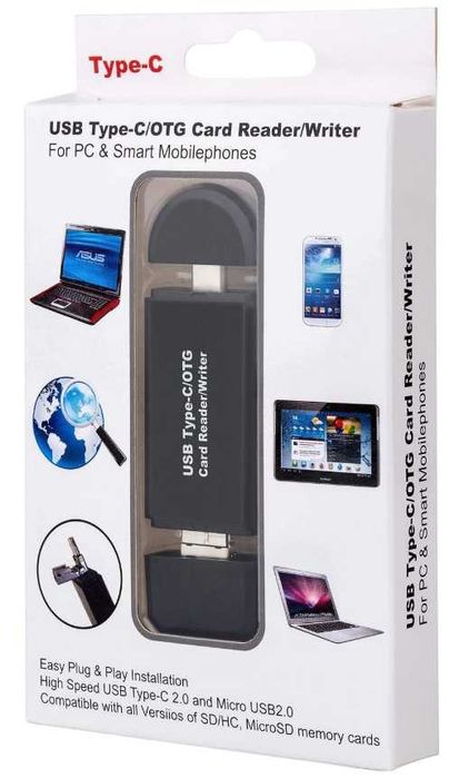 NOWY czytnik kart OTG SD TYPE C USB PC