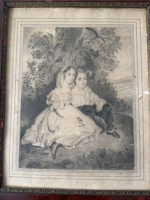 Litografia w pieknej ramie mahoniu