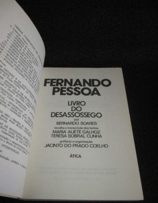 Livro do desassossego  - Fernando Pessoa  - 1a primeira edição Ática
