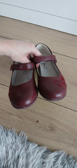 Bordowe balerinki skórzana wkładka r. 36