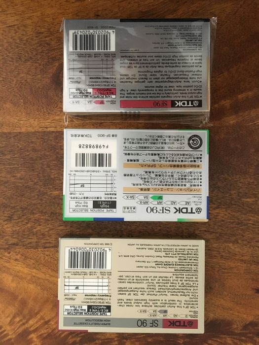 Cassetes TDK SF-90 Japonesas seladas.