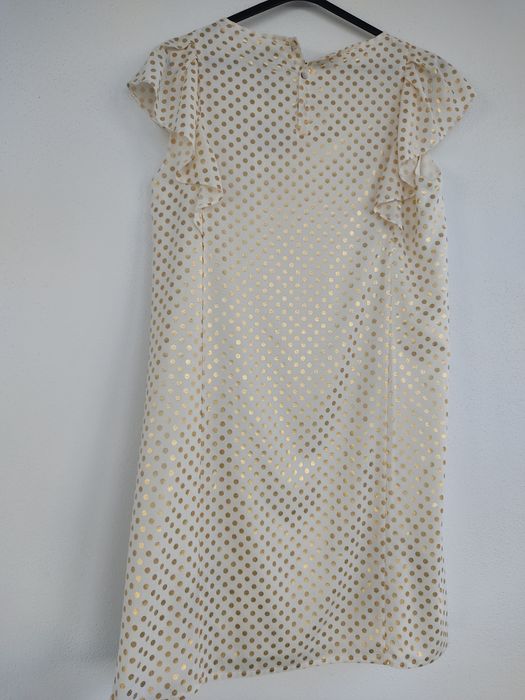 Vestido branco com bolinhas douradas, Massimo Dutti
