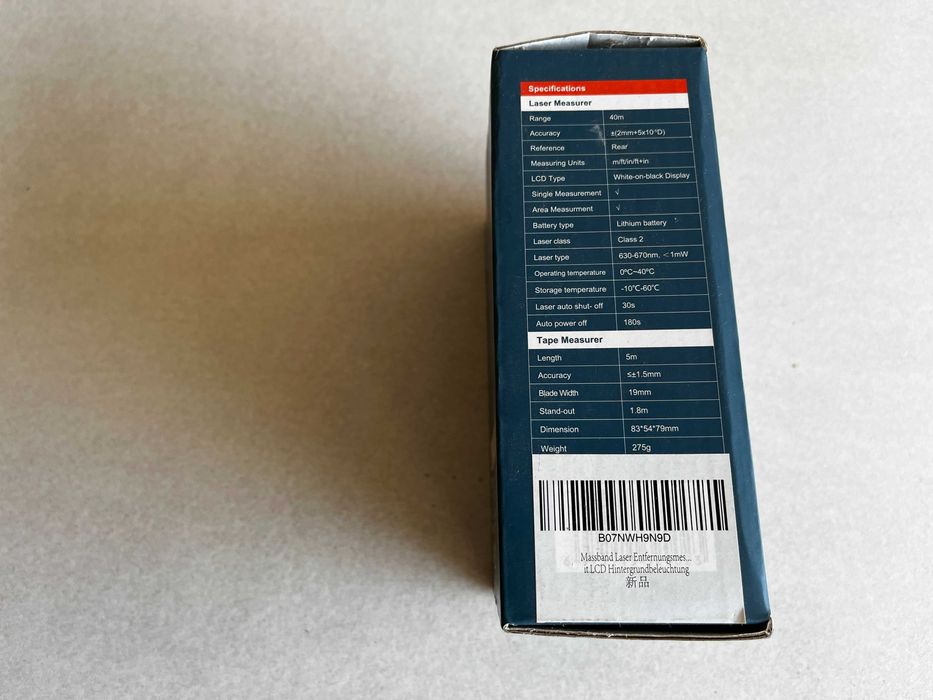 Mileseey DT10 - Medidor Laser e Fita (Recarregável)