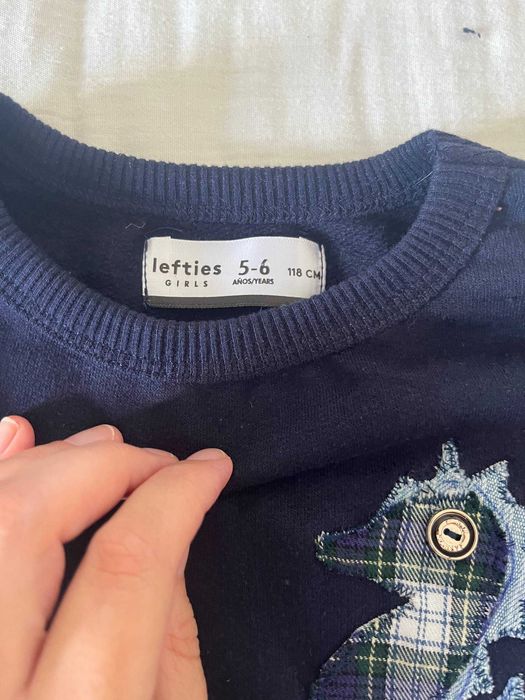 Sweatshirt Lefties azul-marinho com cavalo-marinho xadrez, 5-6 anos