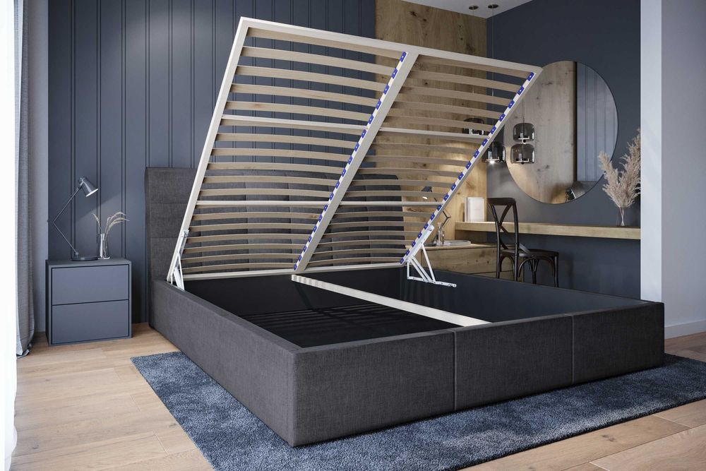 Łóżko tapicerowane 180 szare pojemnik promocja wyprzedaż wysyłka hit