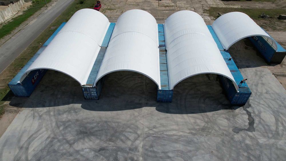 Zadaszenie Kontenerowe 10x12m 900/m2 magazynowy, wiata kontenerowa)