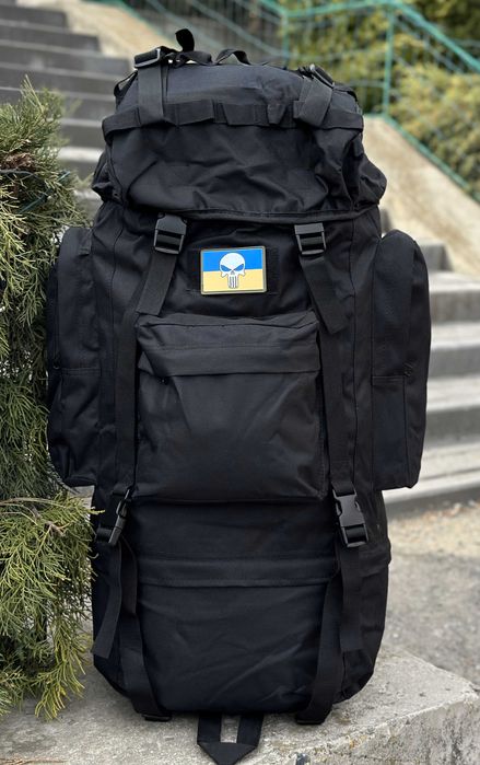 Тактичний великий військовий чоловічий каркасний рюкзак 80-85л Чорний