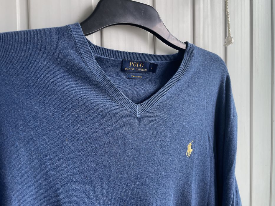 Синий легкий свитер Ralph Lauren V-neck sweater, streetwera y2k / L