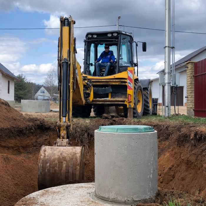 Копка септика під ключ. Каналізація с бетонних кілець від виробника