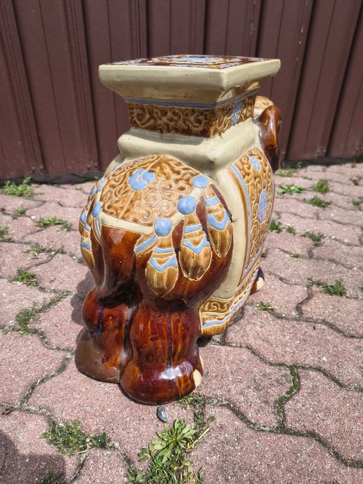 Ceramiczny kwietnik słoń retro vintage