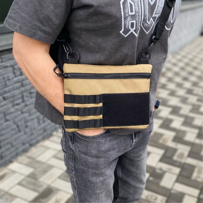 Чоловіча сумка через плече Agent Ctown molle velcro пісочний койот беж