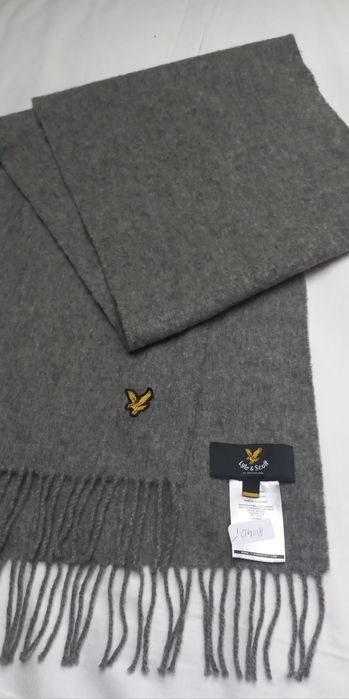 Lyle & Scott szalik 100% wełniany szary szkocki bdb