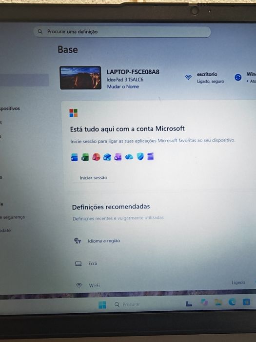 Portátil Lenovo ideapad 3 15AlC6 Ryzen 7 5700U 8GB RAM Windows 11 Home PT