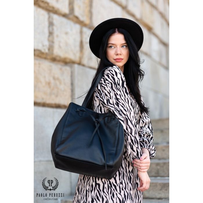 torba shopper skórzana damska na ramię paolo peruzzi in-64-bl
