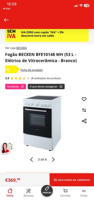 Fogão BECKEN Elétrico de Vitrocerâmica