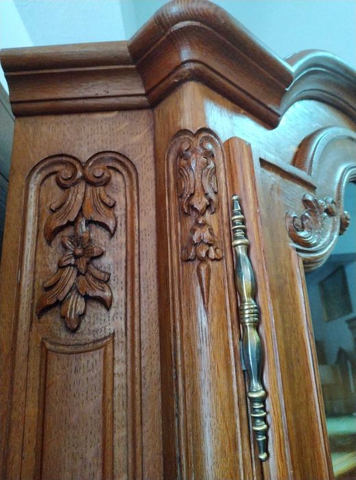 Stylowa witryna ludwikowska narożna lite drewno dębowe