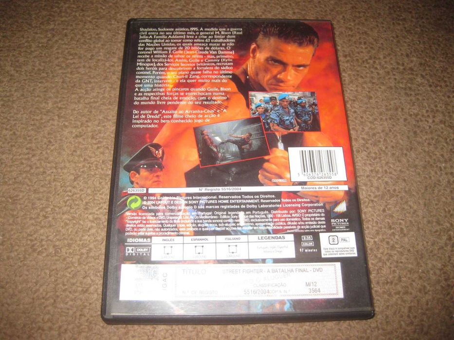 DVD "Street Fighter - A Batalha Final" com Jean-Claude Van Damme/Raro!