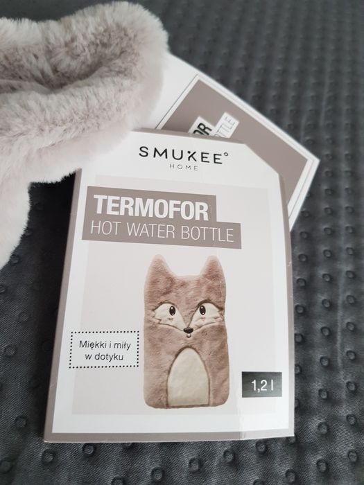 Nowy termofor gumowy lisek ogrzewacz 1200 ml Smukee