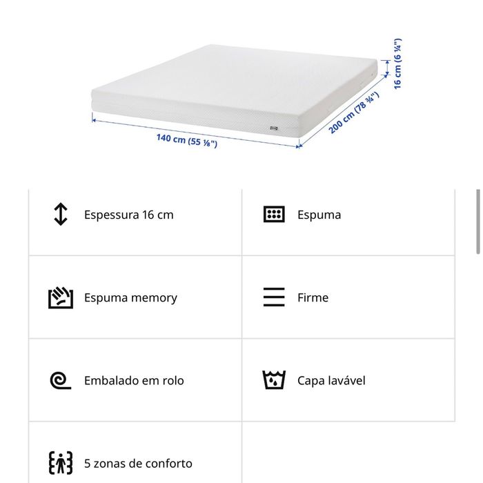 Cama de casal e colchão 140x200