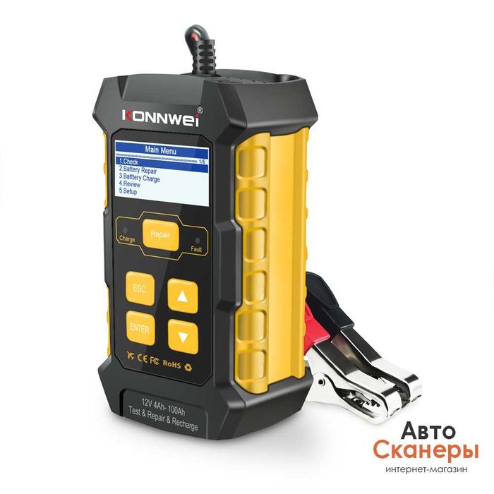 Зарядное устройство Konnwei KW510 +тестер АКБ v12