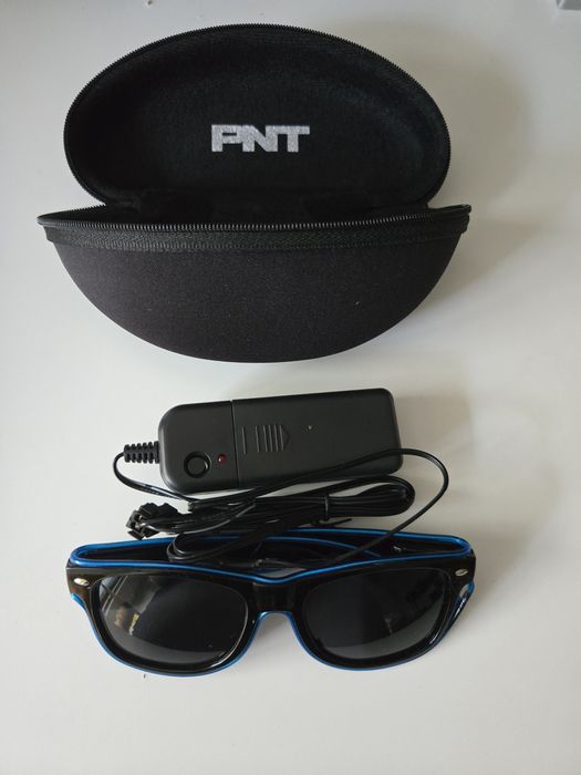 Świecące okulary led + etui + baterie
