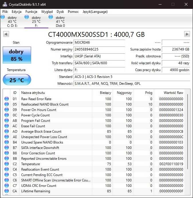 Dysk SSD Crucial MX500 4 TB SATA III 2,5" Game Drive Kinhank Super Console X5 PRO
