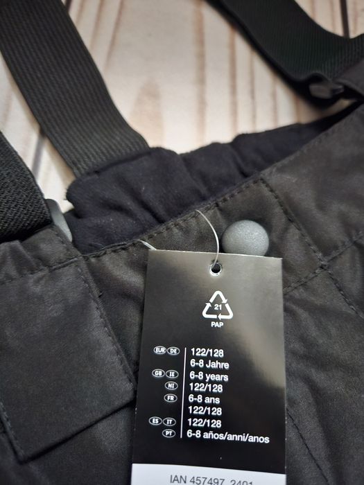 Crivit 122/128 штани лижні дитячі чорні зимові термо комбінезон