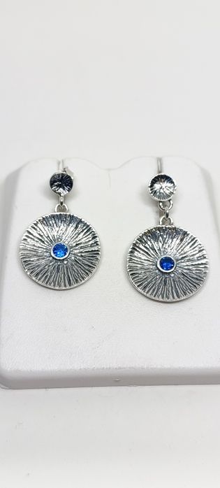 Kolczyki wiszące wkrętki z cyrkonią srebro 925