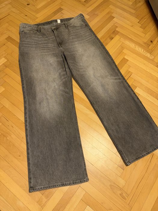 Широкі джинси жіночі 3XL, 4XL 40 36, 38 сірі H&M wide