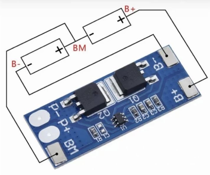 Плата BMS 2S, 8.4v, 8A