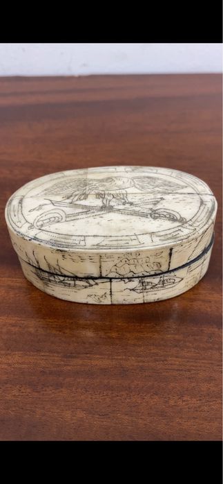 Lote de 3 caixinhas em osso (Scrimshaw).
