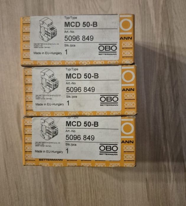 Ochronik przepięciowy OBO MCD-50B 3 sztuki nowe
Podana cena za 3 szt,
Przy zakupie 1 szt cena to 200 zł