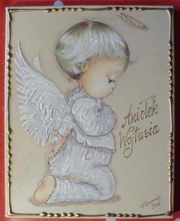 Aniołek obrazek dedykacja grawer pamiątka chrzest