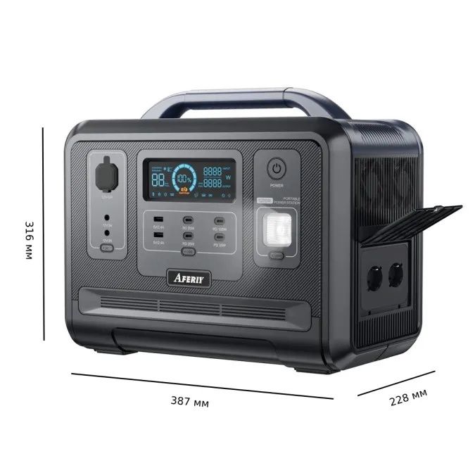 Портативна зарядна станція Aferiy 1202A 1200W 1248WH LiFePO4, чорна