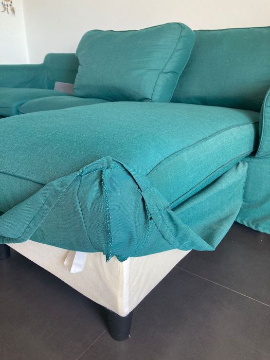 EKTORP IKEA -  Sofá 3 lugares c/chaise longue, turquesa escuro