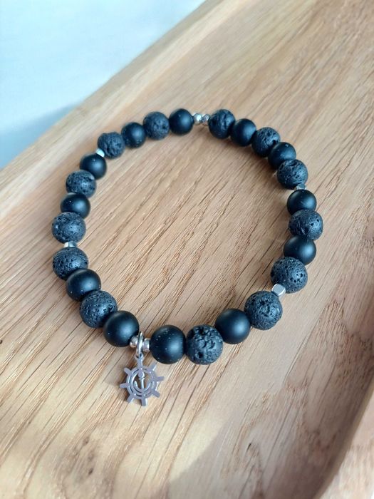 Bransoletka męska onyks lawa wulkaniczna