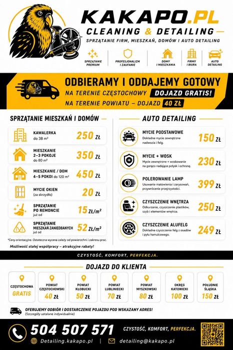 Sprzątanie mieszkań, firm, domów i auto detailing
