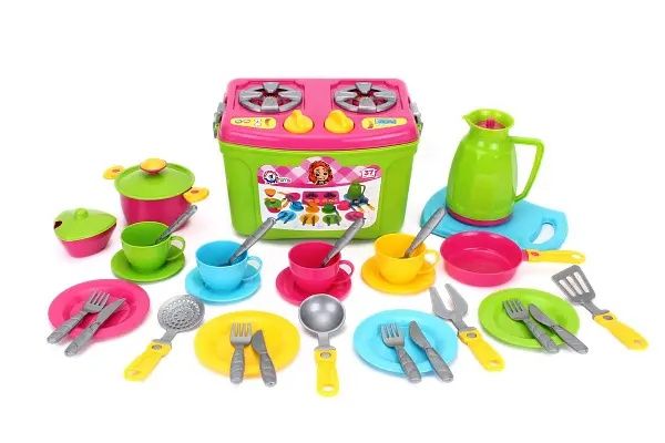 АКЦІЯ! Кухонний набір 9 «ТехноК» 3596 у валізі, плита, посуд, каструля