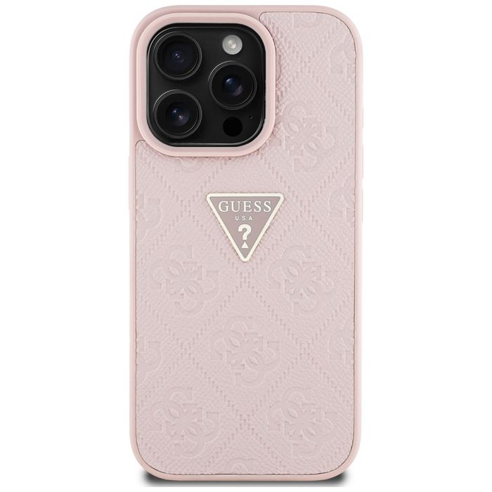 Etui Guess Hot Stamp 4G Pattern Metal Logo do iPhone 16 Pro Max różowy