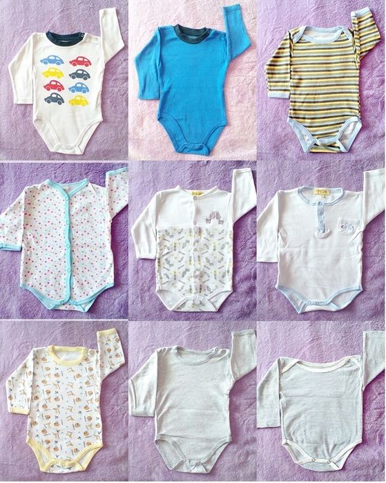 Ubranka 62-68 roz. 3-6 m. Bluzki Body Spodenki Śpiochy Spodnie.