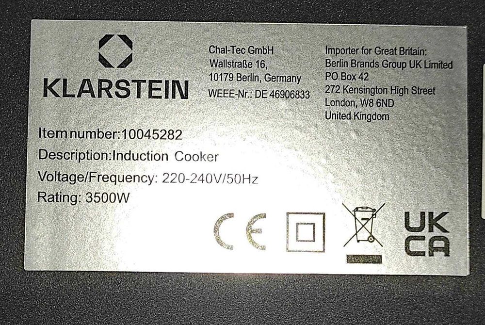 Подвійна індукційна плита Klarstein Cookio 3500 Вт таймер склокераміка