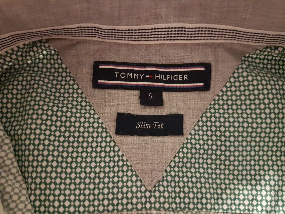 Koszula jak nowa Tommy Hilfiger biało zielona, r. S