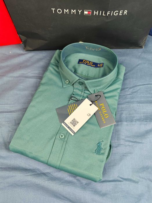 Koszula męska długi rękaw Ralph Lauren butelkowa zieleń premium M-XXXL