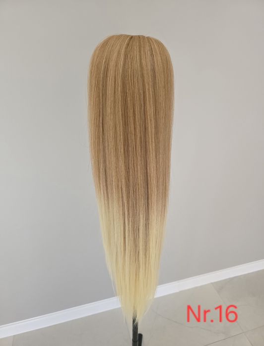 Kucyk doczepiany na siatce Prosty 70cm, Ciepły blond/rudość z blond końcówką, nr.16. Włos bioproteinowy- termiczny.