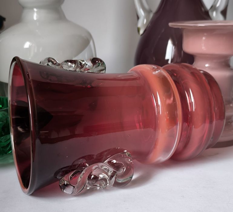 Wazon Tarnowiec piękne stare kolorowe szkło