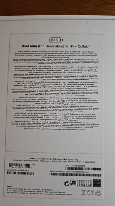 iPad Mini 6ª geração 64Gb Wi-fi e Celular 4G + Capa Original Apple