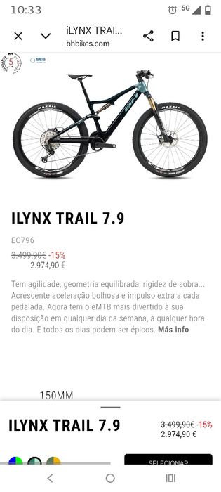 Bicicleta Elétrica BH ILYNX Trail 7.9