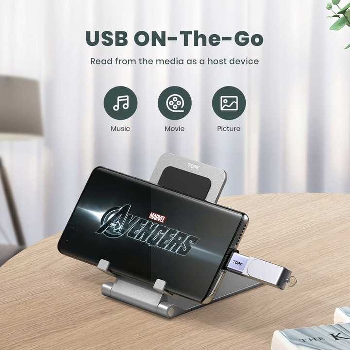 Adapter Przejściówka USB 3.0 - USB typ C OTG TOPK USB - USB C